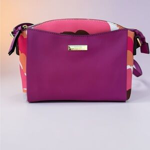 Trina Turk Wildflower Floral Plum Color Purse Satchel Shoulder/ Crossbody Bag